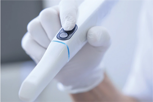 Hand operating scanner button