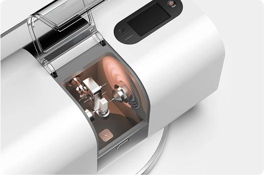 Hand operating scanner button